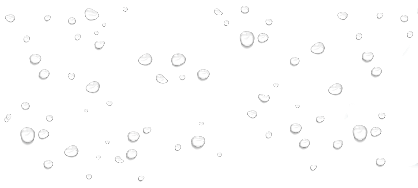Transparent water drops on isolated background.