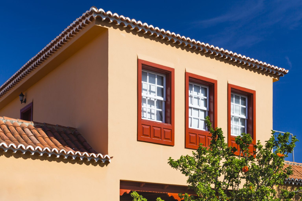 Colorful house with deep blue sky in San Andres village in the east of La Palma, Spain.